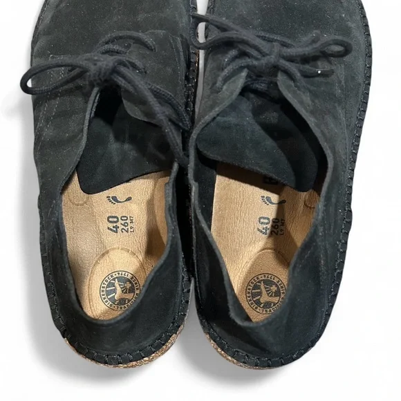 Birkenstock Gary Black Suede Oxford Comfort Shoes EU 40 Women 9 Men 7 Cork Boho - Picture 6 of 10